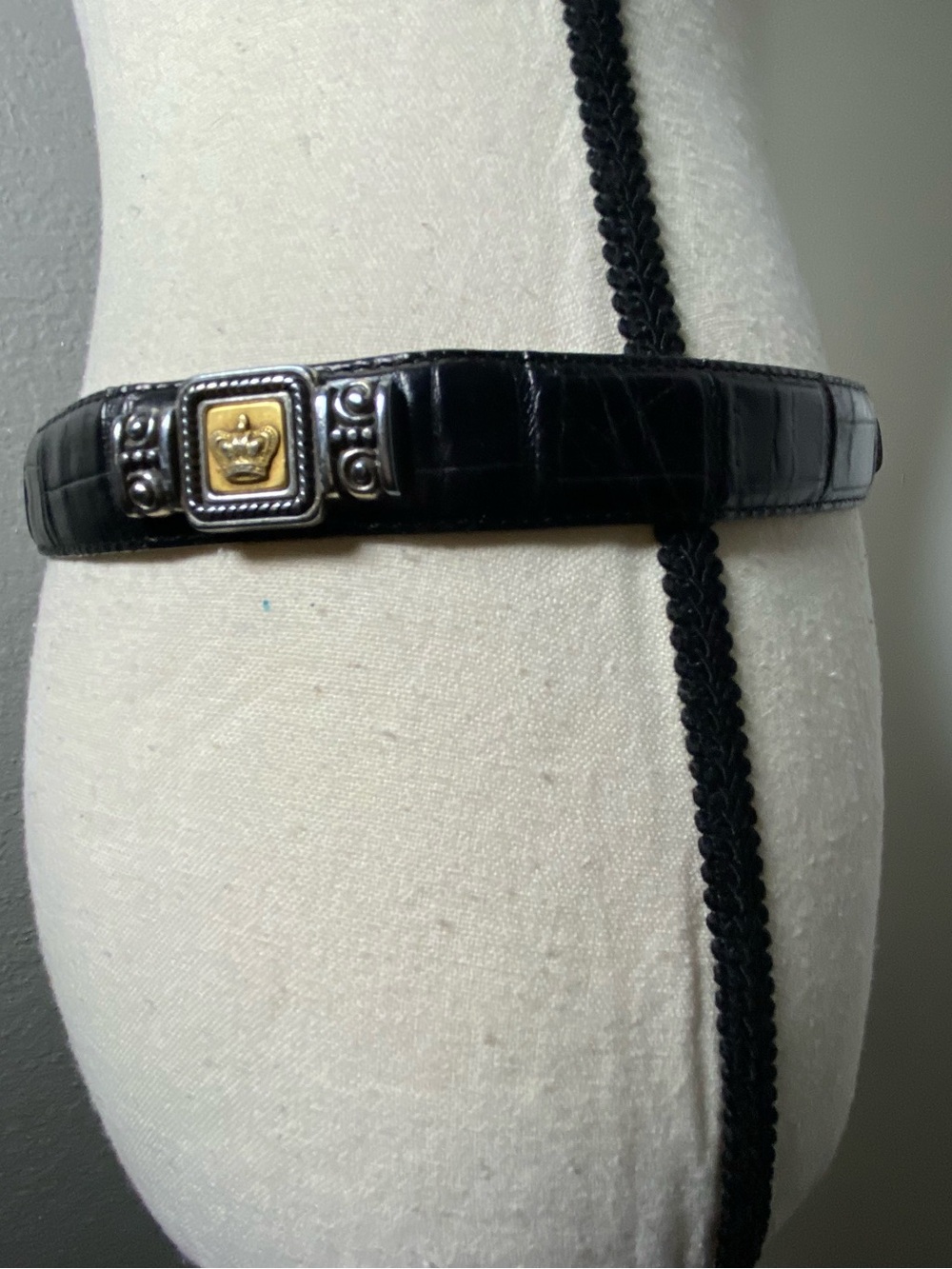 Vintage Brighton Museum Black Croc Leather Coin Belt Size Large - Picture 4 of 9
